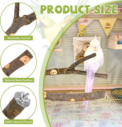 Natural Wood Bird Perches for Cage, Parrot Perch Stand & Platform, Bird Cage Accessories for