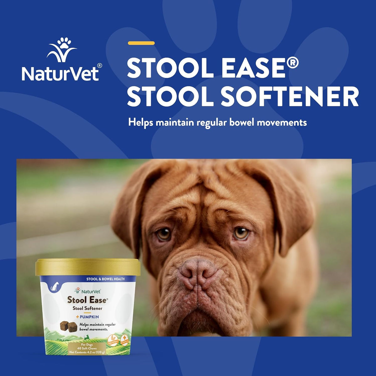 NaturVet – Stool Ease for Dogs – 40 Soft Chews – Helps Maintain Regular Bowel Movements – Enhanced