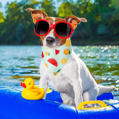 Weewooday 50 Pcs Fruit Dog Bandanas Bulk for Dogs Soft Bibs Adjustable Triangle pet Bandana for