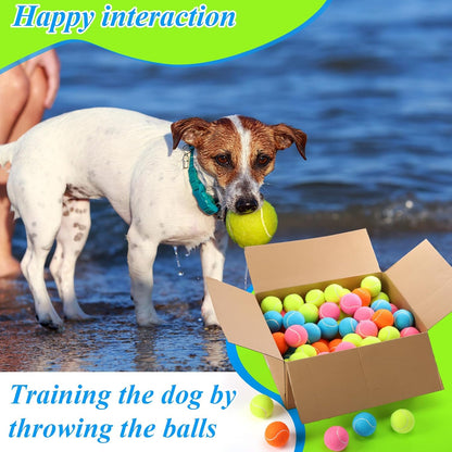 Skylety 100 Pcs 2.5 inch Squeaky Tennis Balls Bulk for Dogs Bouncy Floatable Tennis Balls Dog