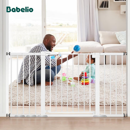 BABELIO 29-55 Inch Extra Wide Baby/Dog Gate, Metal Auto Close, Pressure Mounted Pet Door for