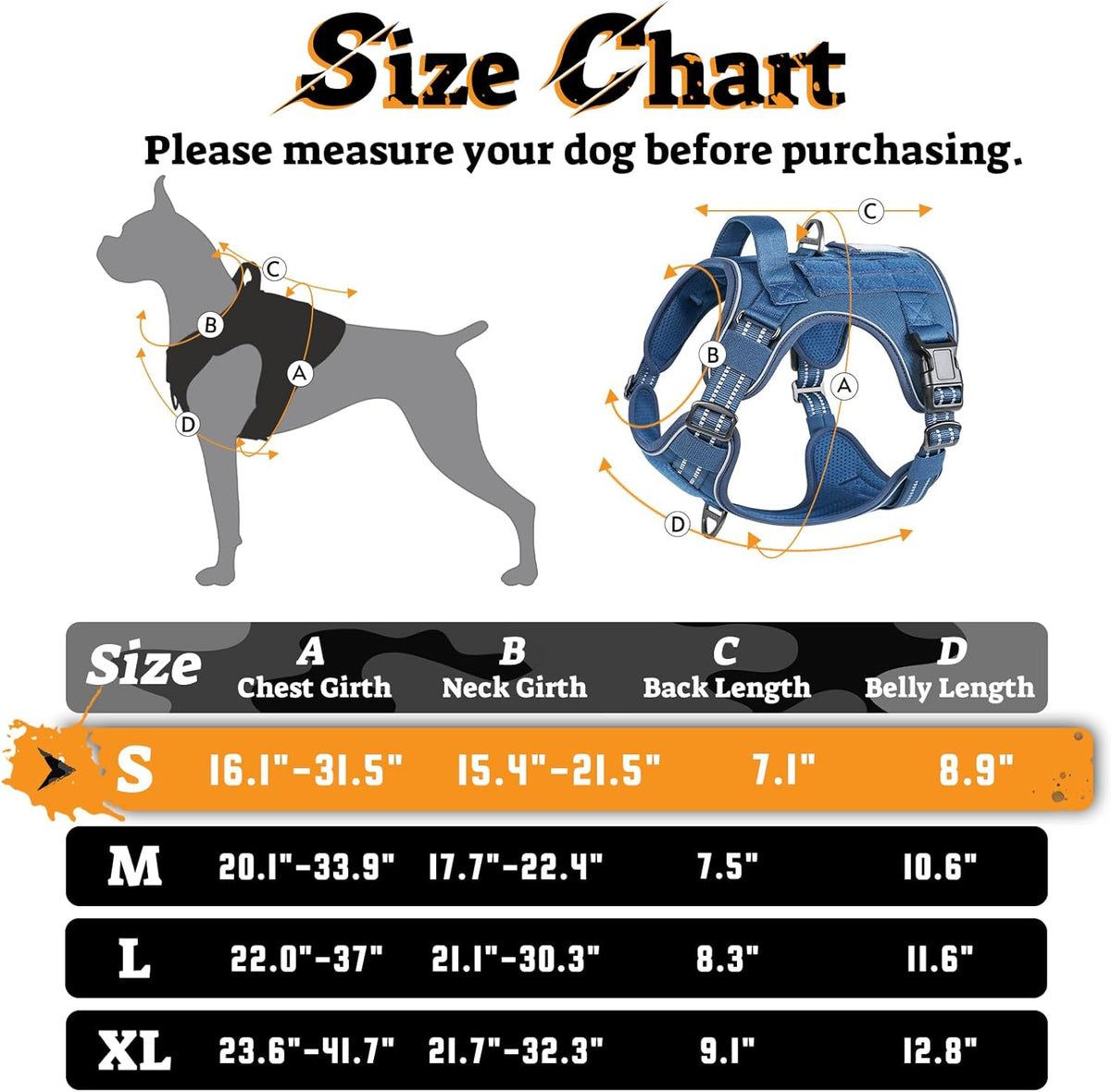 rabbitgoo Dog Harness Small Sized No Pull, Tactical Service Pet Vest with Molle and Control Handle