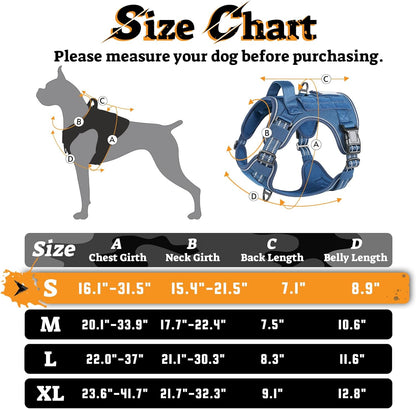 rabbitgoo Dog Harness Small Sized No Pull, Tactical Service Pet Vest with Molle and Control Handle