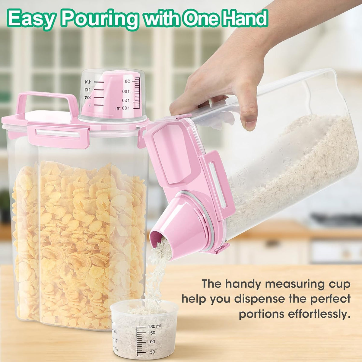 TBMax Rice Container 2 Pack 5 Lbs Cereal Container Storage, Kitchen Pantry Food Storage Holder with