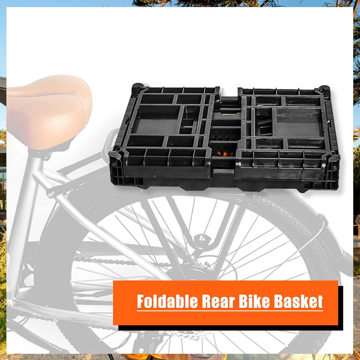 YEEGO DIRECT Bike Basket Rear, Folding Large Capacity Rear Bike Baskets, Collapsible Bicycle