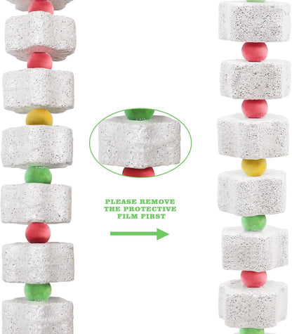 2 Pack Mineral Block Chew Toys with Colorful Beads and a Bell, Bird Beak Grinding Stone, Cage