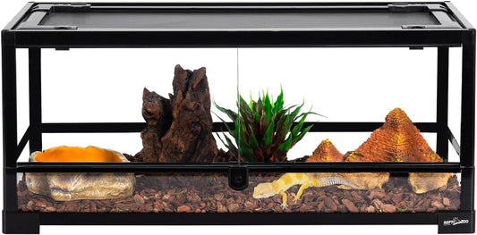 REPTI ZOO Glass Reptile Terrarium 20 Gallon, Front Opening Reptiles Tank 30" x 12"x 12" for Reptile