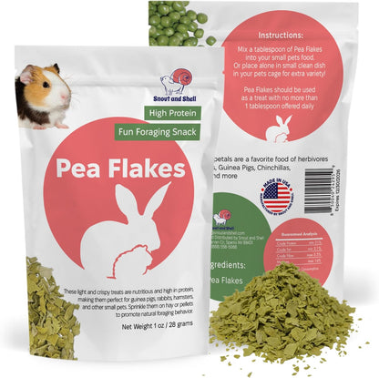 Snout and Shell Pea Flakes for Small Pets – High-Protein Treat for Guinea Pigs, Rabbits, Hamsters