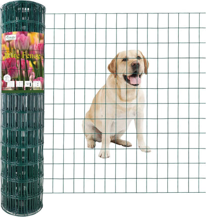Green PVC Coated Welded Wire Fence 36 Inch x 50 Foot, 2 Inch x 3 Inch 16GA, Garden Border Fencing