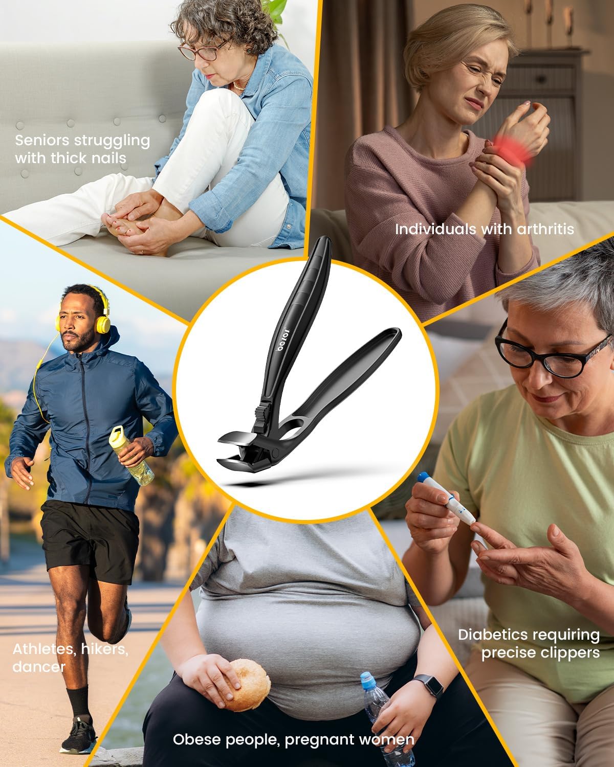BEZOX Toe Nail Clippers for Thick Nails for Seniors with Safety Lock – Ergonomic Design Curved