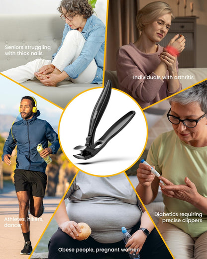 BEZOX Toe Nail Clippers for Thick Nails for Seniors with Safety Lock – Ergonomic Design Curved