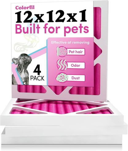 Colorfil 12x12x1 Air Filter (4-Pack) | Made in the USA | Color Changing | Remove Cat and Dog Odor |