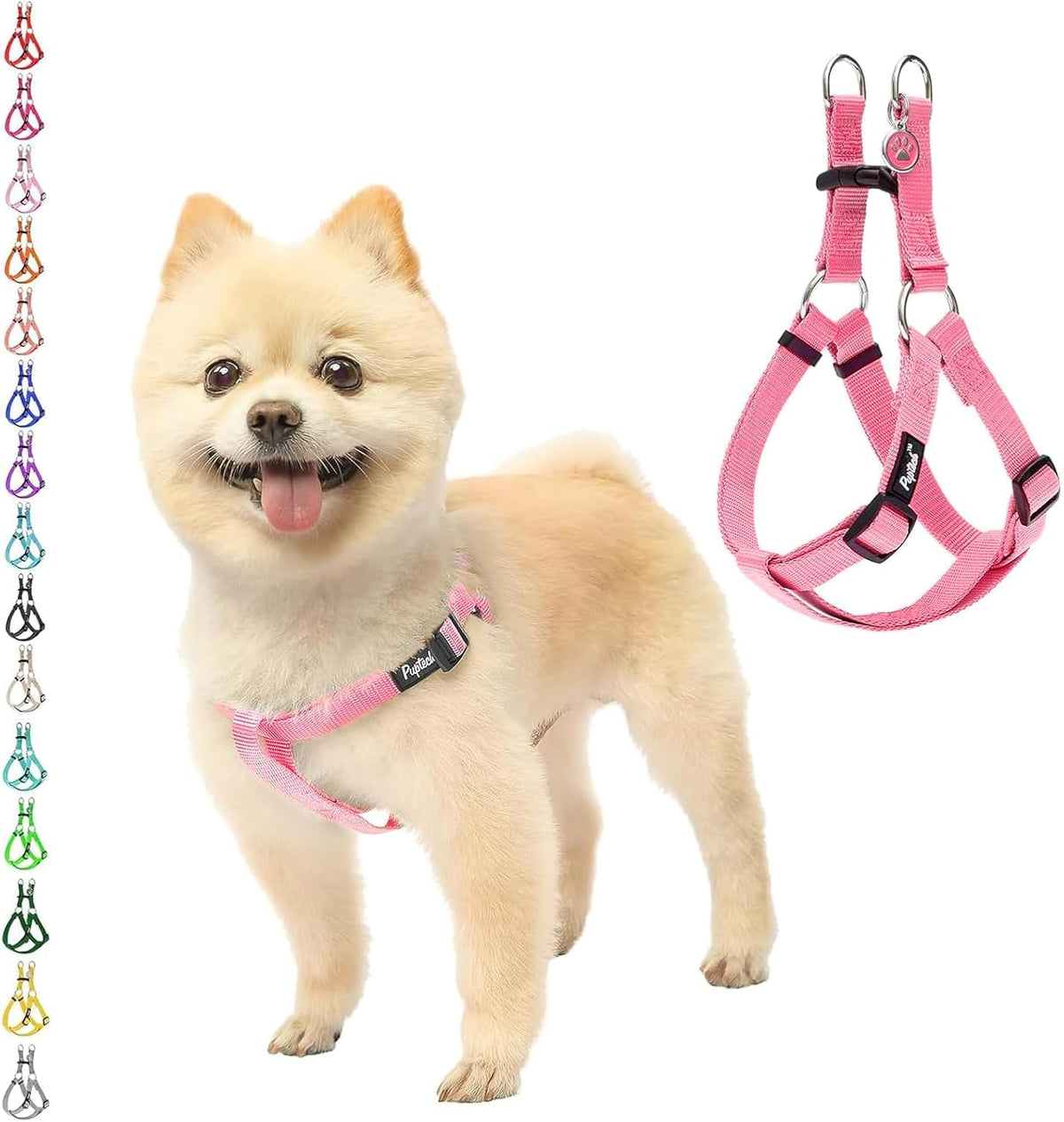 PUPTECK No Pull Dog Harness Soft Adjustable Basic Nylon Step in Puppy Vest Outdoor Walking with ID