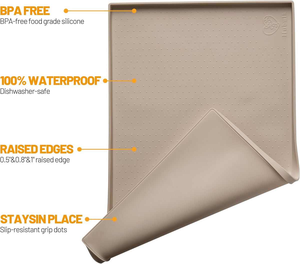 Hubulk Dog Feeding Mat,100% Waterproof Food Grade Silicone Pet Food and Water Bowl