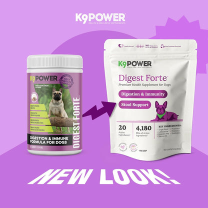 K9 Power Digest Forte for Dogs 1lb – Digestive, Immunity & Calming Support - Enhances Nutrient