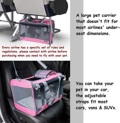 Pet Carrier for Large and Medium Cats, Soft-Sided Pet Carrier for Big Medium Cats and Puppy Dog