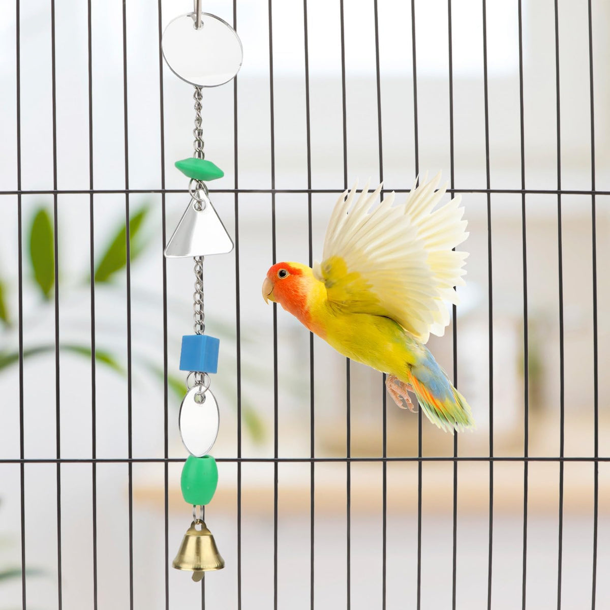 Hypeety Pet Bird Mirror with Bell Interactive Parrot Toy for Parrot Macaw African Greys Budgies