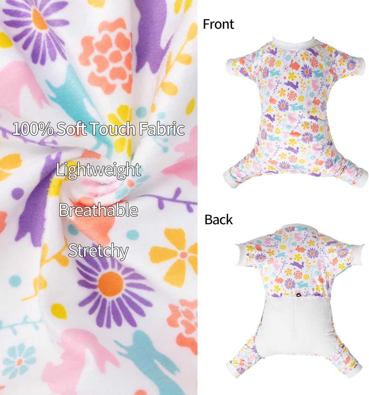 CuteBone Small Dogs Outfit Soft Puppy Onesies Pjs Dog Easter Rabbit Pajamas Pet Coat Cat Apparel