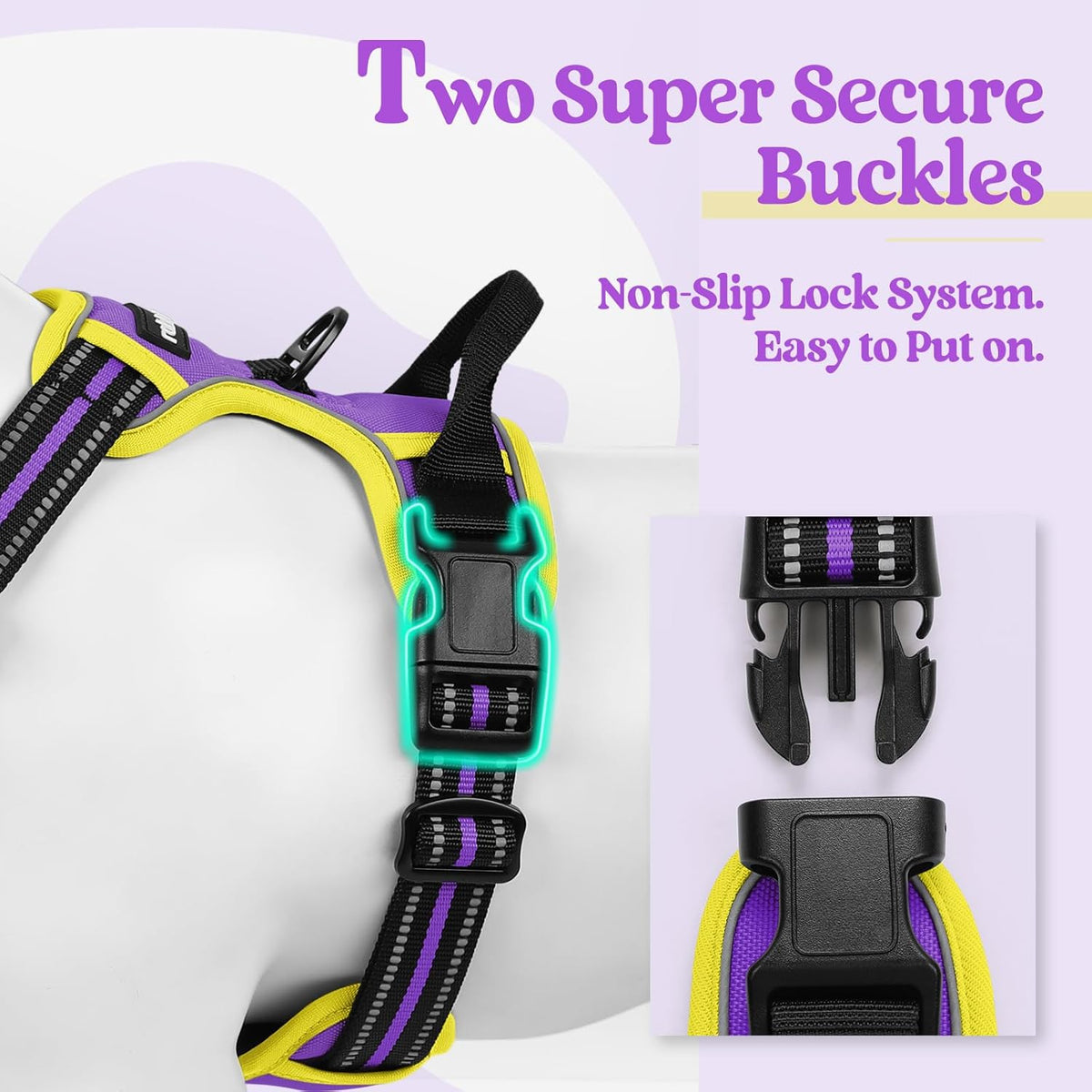 rabbitgoo Dog Harness No Pull with 2 Leash Clips, Adjustable Soft Padded, Reflective Oxford No
