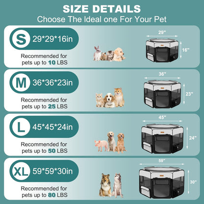 Dog Playpen, Portable Pet Play Pen for Cat, Puppies, Rabbits, Chickens, Foldable Large-Capacity Pet