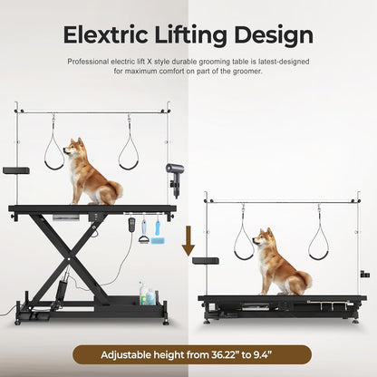 Electric Pet Grooming Table for Large Dogs - Professional Heavy Duty Height Adjustable Pet Grooming