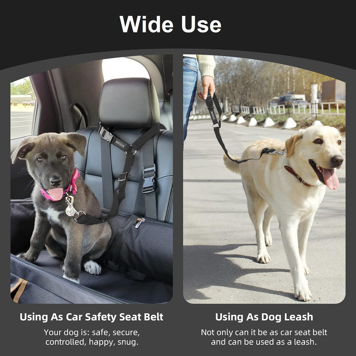 3 Pack Dog Seat Belt for Car, Car Headrest Restraint Adjustable Nylon Fabric, Dog Restraints
