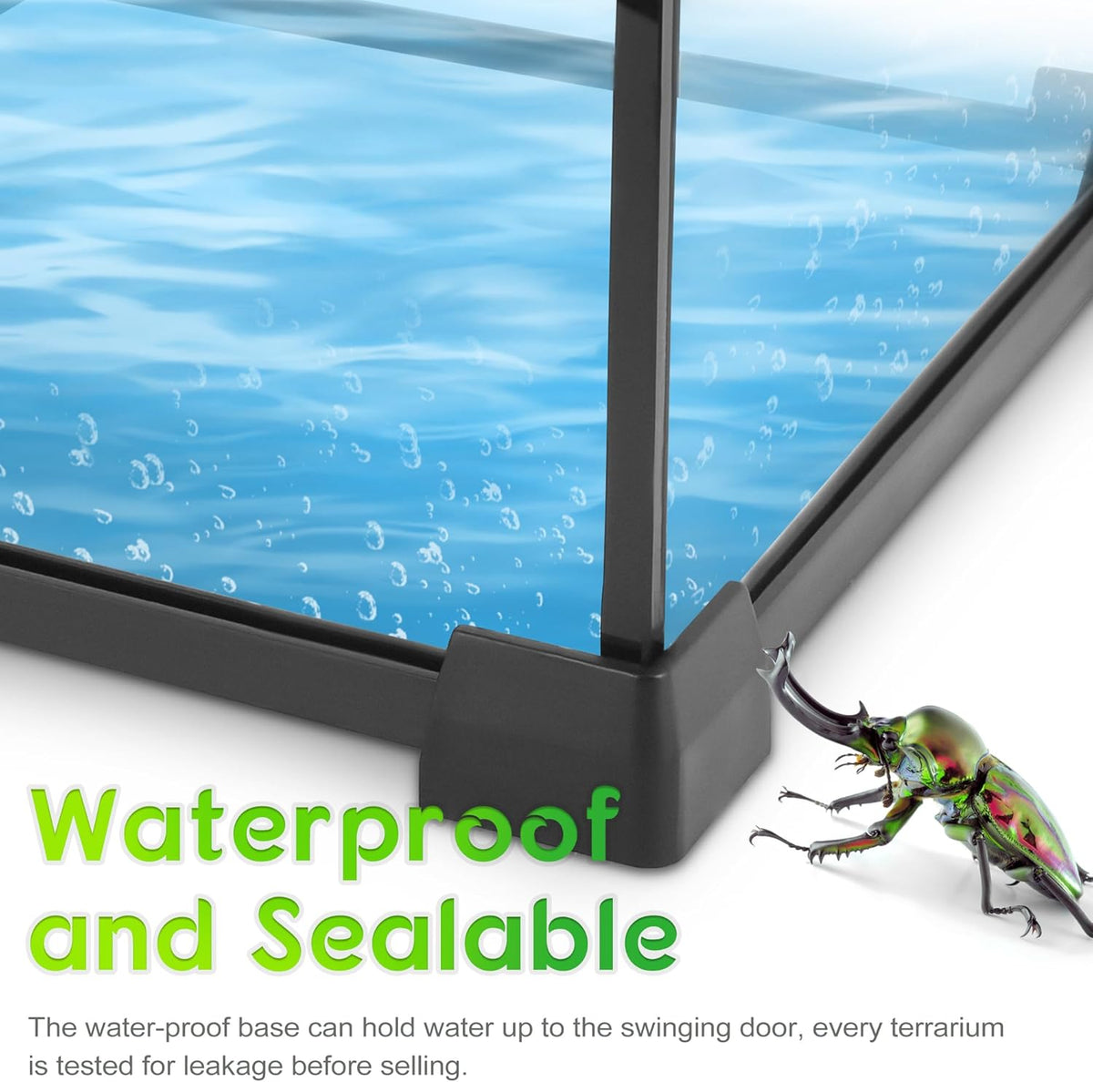 Mini Reptile Glass Terrarium 8"x8"x6" Durable Reptile Habitat Tank with Heat Resistant Aluminum