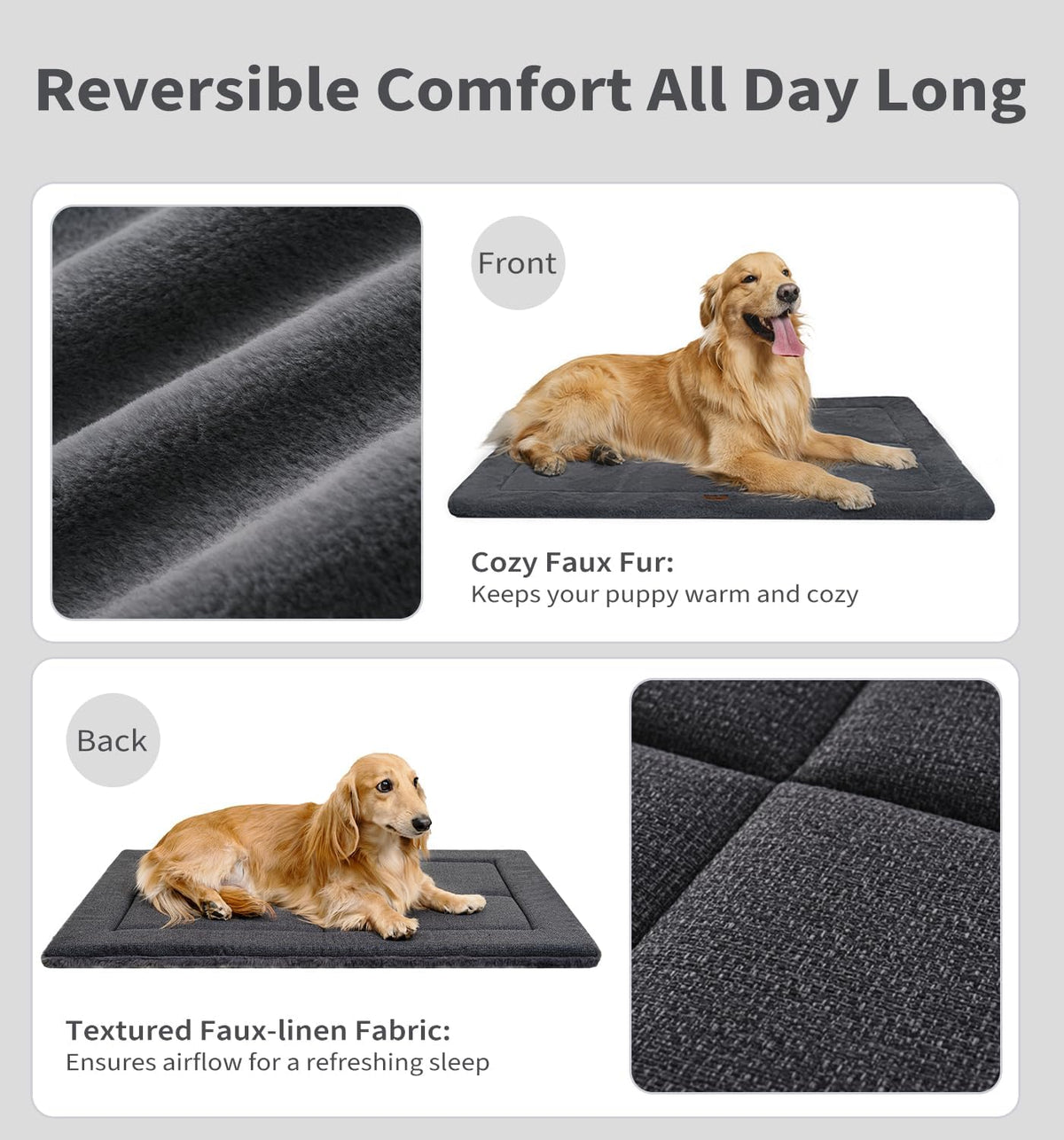 Made4Pets Dog Crate Pad Bed for Small Dogs, Washable & Reversible, Anti-Slip Kennel Mat for Cozy
