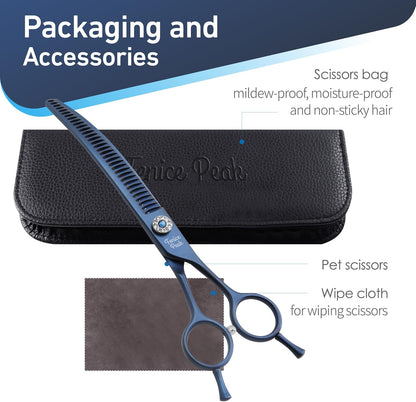 Fenice Peak Professional Dog Grooming Scissors Pet Curved Chunker Shears 7.0'' Extremely Sharp
