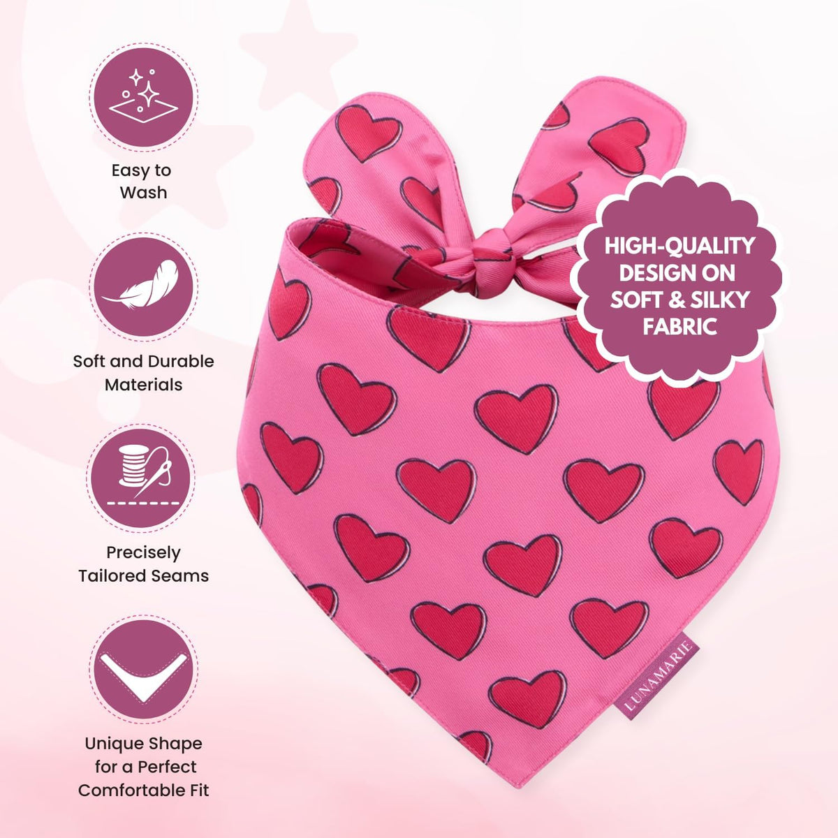 LunaMarie - Luxury Pet Birthday Bandanas -Premium & Silky Poly Fabric | 100% Handmade | Custom