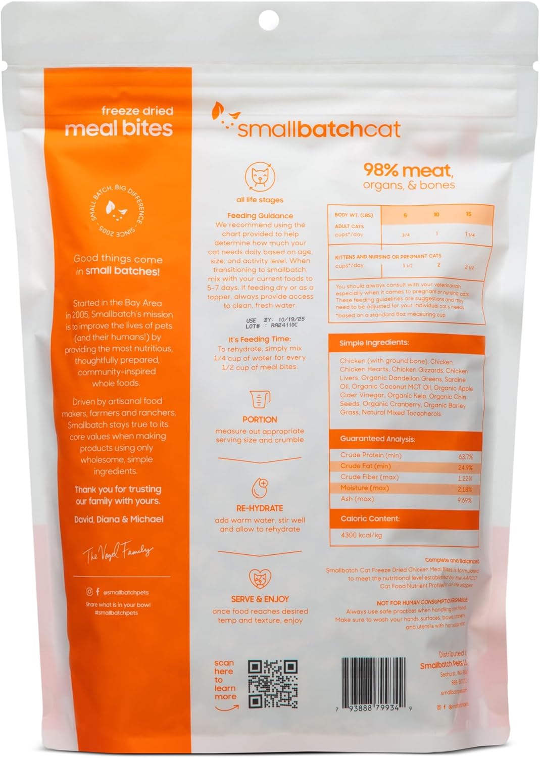smallbatch Pets Freeze Dried Cat Treats, Raw Dry Cat Food Bites, Chicken Recipe, High Protein Food
