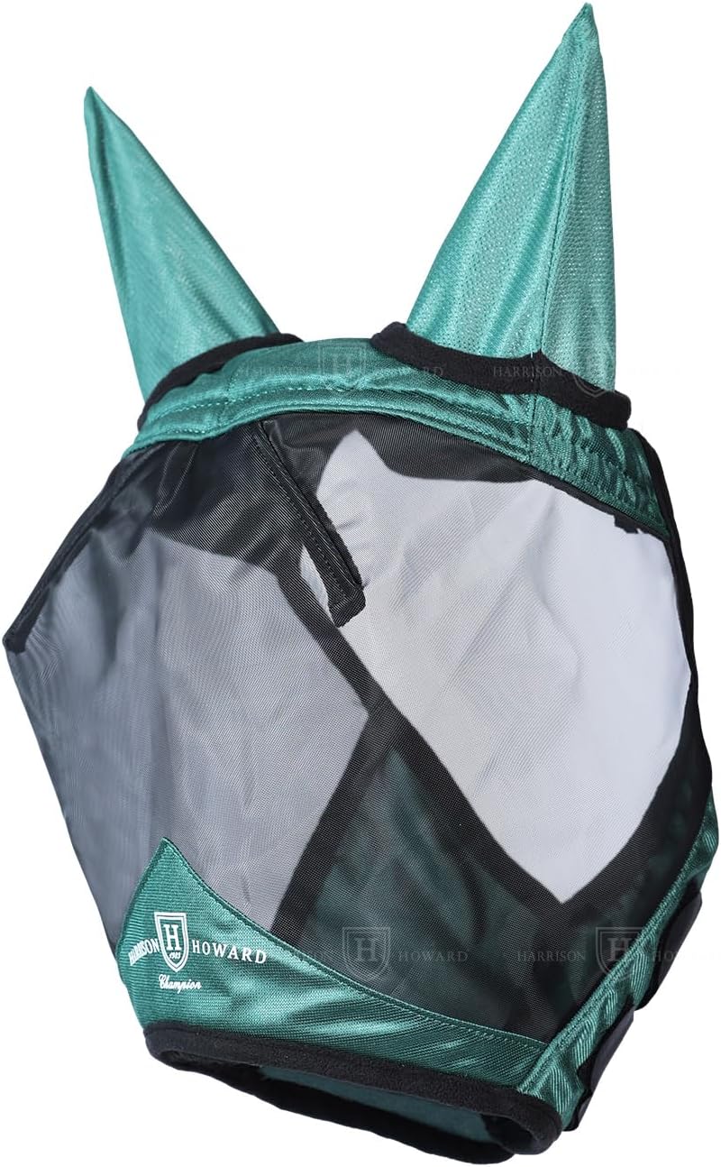 Harrison Howard Pro Luminous Horse Half Face Fly Mask Large Eye Space with Ears UV Protection for