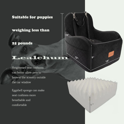 Dog Booster Car Seat for Small/Medium Dogs Up to 35lbs,Elevated Cushion Fits in Front/Back