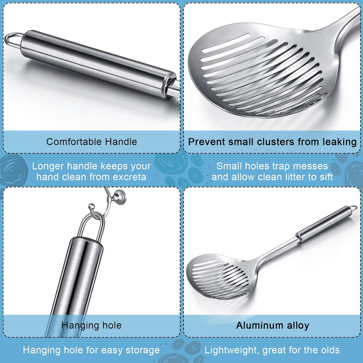 2 Pcs Cat Metal Litter Scoop Litter Scoop, Cat Accessories Scooper Stainless Steel Kitty Poop