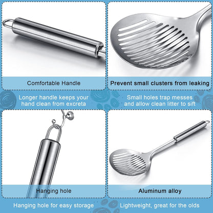 2 Pcs Cat Metal Litter Scoop Litter Scoop, Cat Accessories Scooper Stainless Steel Kitty Poop