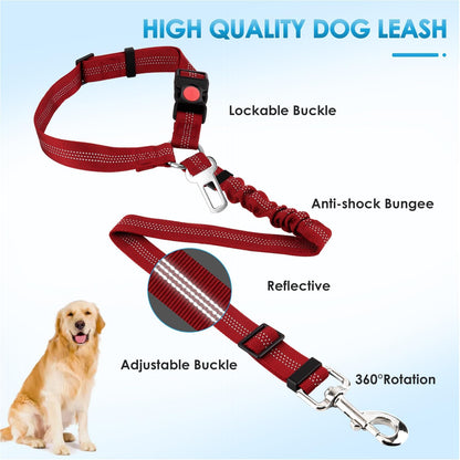 Lukovee Dog Seatbelt Leash for Cars, 2 Pack Pet Safety Seat Belt with Adjustable Buckle &