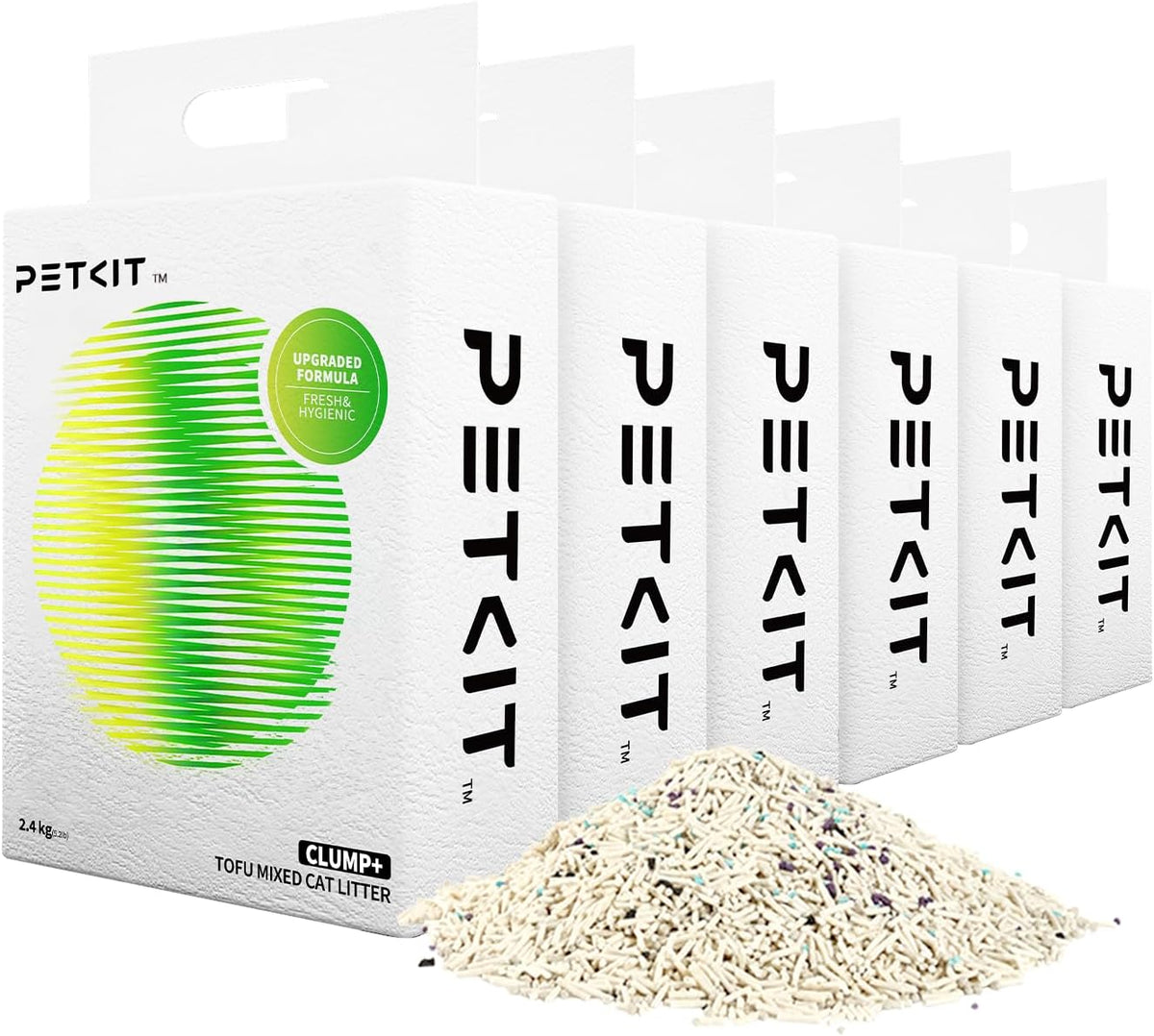 PETKIT Upgraded Clump+ Tofu Mixed Cat Litter, Water Flushable,Ultra Absorbent and Fast Drying, 100%