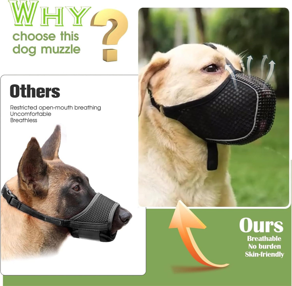 Dog Muzzle, Mesh Soft Muzzle for Small Medium Large Sized Dogs, Breathable Adjustable Puppy Muzzles