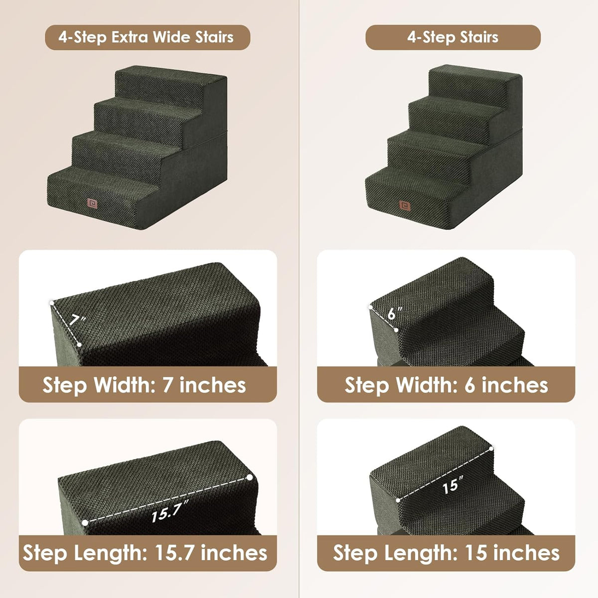 EHEYCIGA Dog Stairs for Bed 20" H, 4-Step Extra Wide Dog Steps for High Bed, Pet Steps for Small