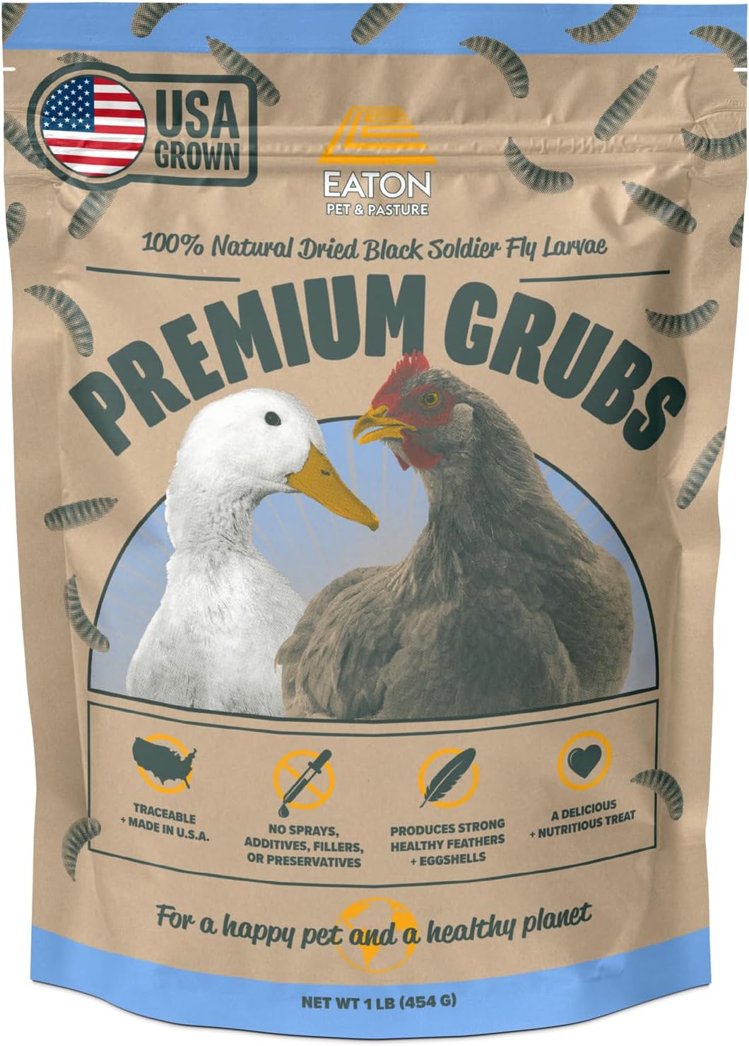 Eaton Pet and Pasture Premium Grubs, USA Grown Dried Black Soldier Fly Larvae, High Calcium Treat