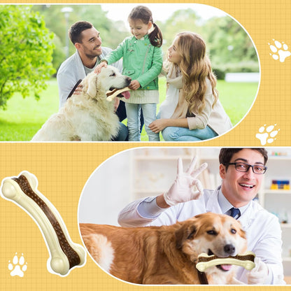 Sosation 6 Pcs Dog Toys for Aggressive Chewers Nylon Beef Flavor Bones Tough Puppy Teething Toys