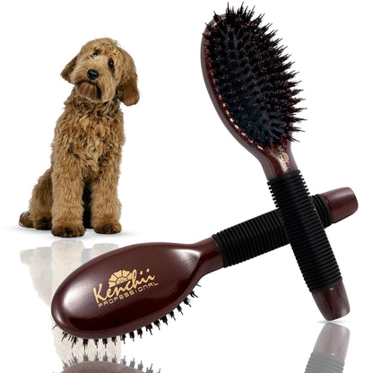 Kenchii Boar and Nylon Bristle Dog/Cat Grooming Brush with One-Piece Maple Body-Choose Size Large