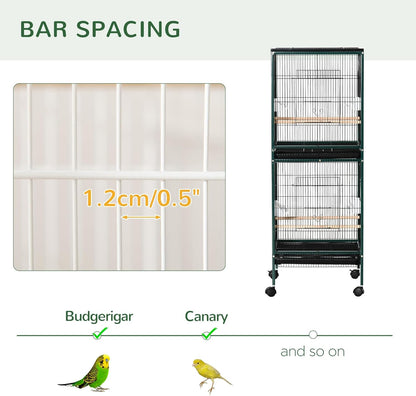 PawHut Large Bird Cage with 1.7 ft. Width for Wingspan, Bird Aviary Indoor with Multi-Door Design