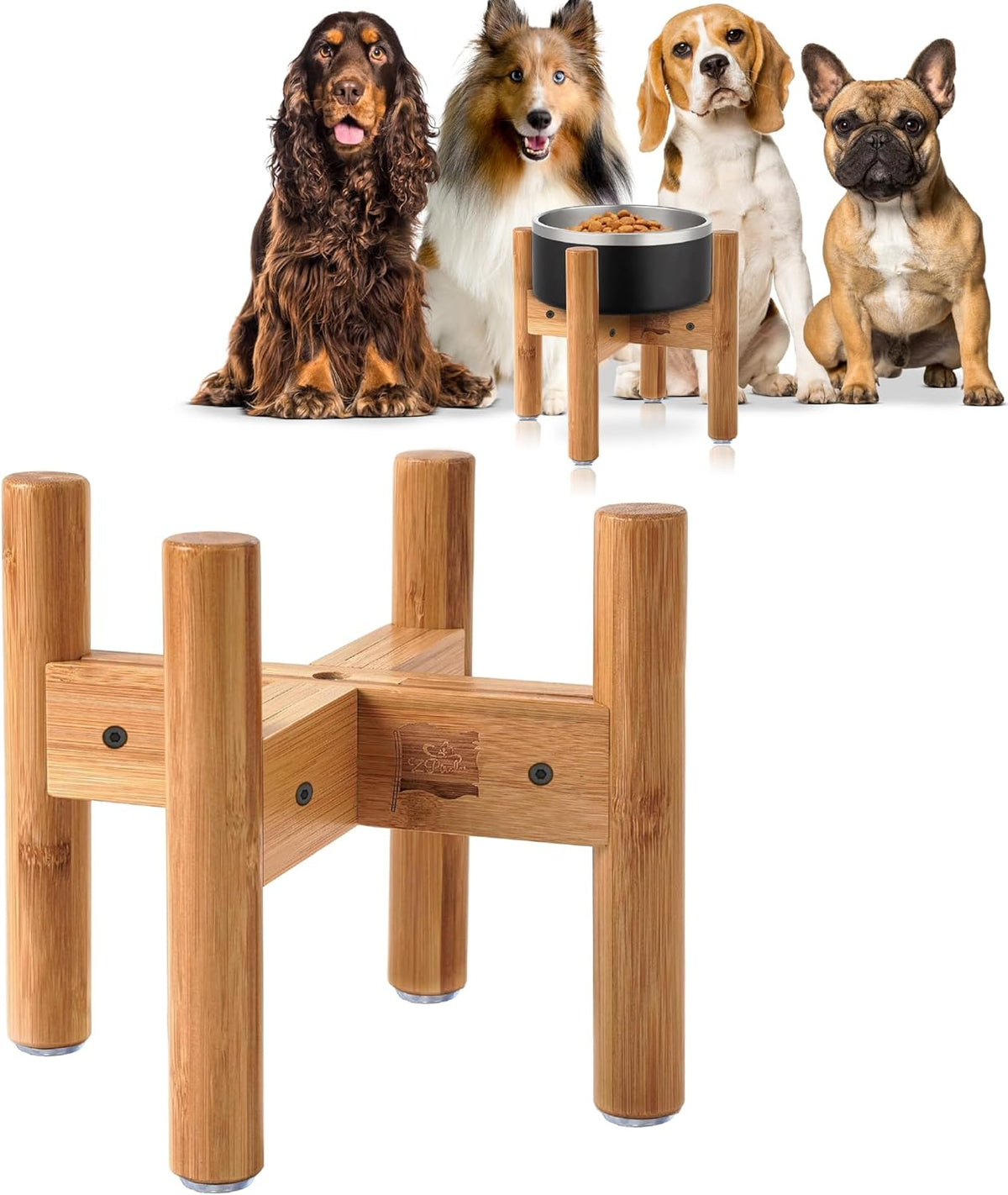 Dog Bowl Stand for Medium Breeds - Raises Bowls to 9-inch High, Ants/Bugs-Off - Adjustable, Fits