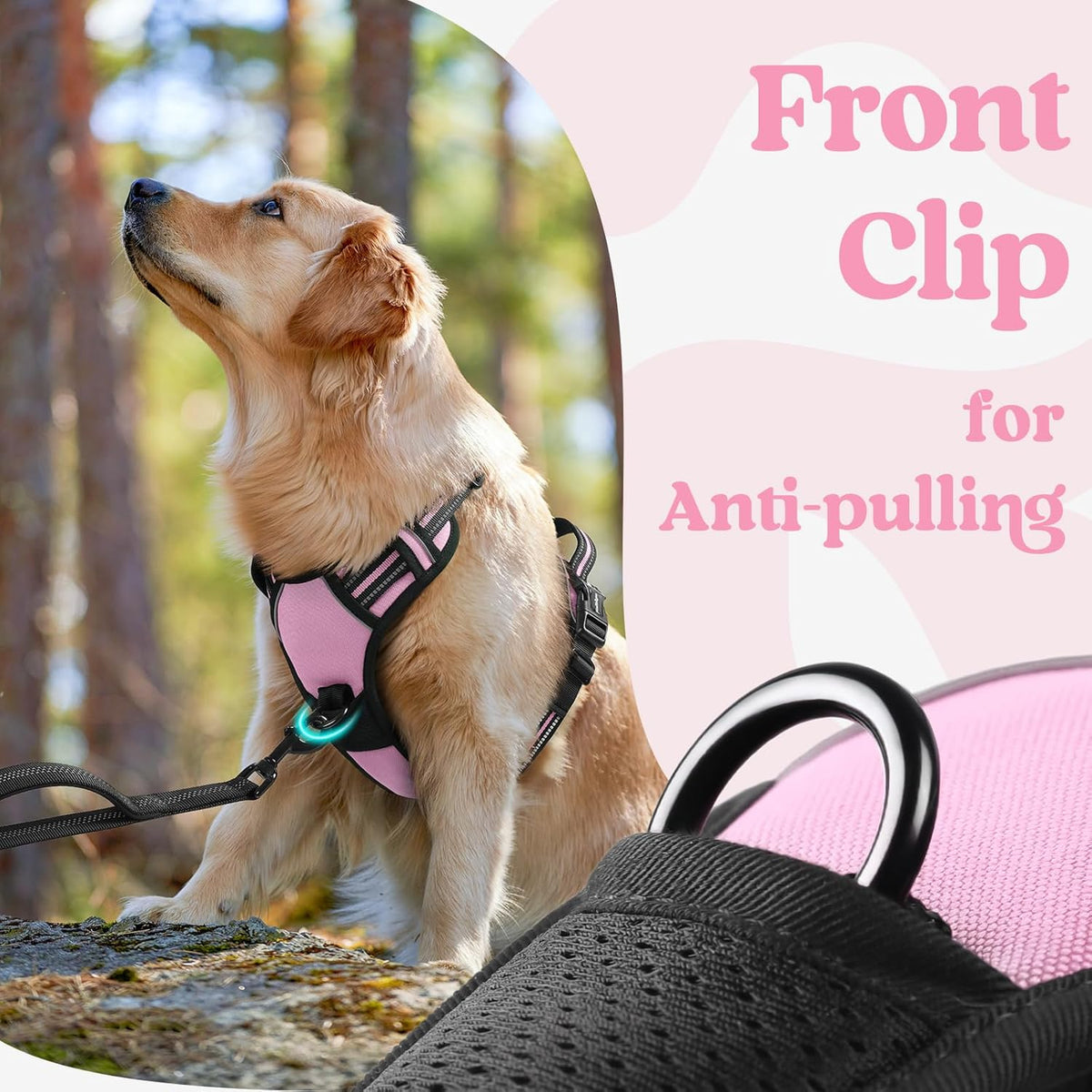 rabbitgoo Dog Harness for Large, No Pull Pet Harness with 3 Buckles, Adjustable Soft Padded Vest