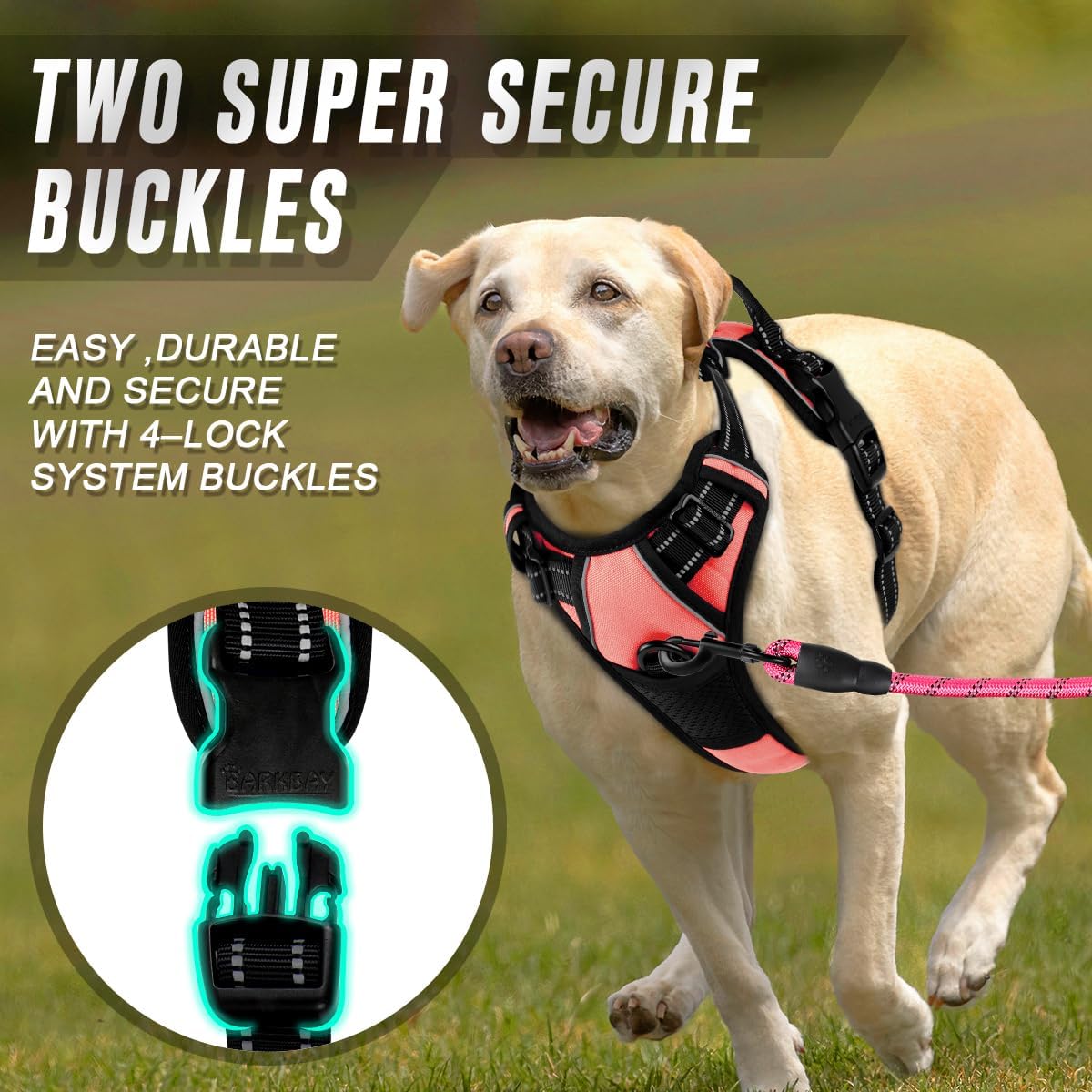 BARKBAY No Pull Dog Harness Front Clip Heavy Duty Reflective Easy Control Handle for Large Dog