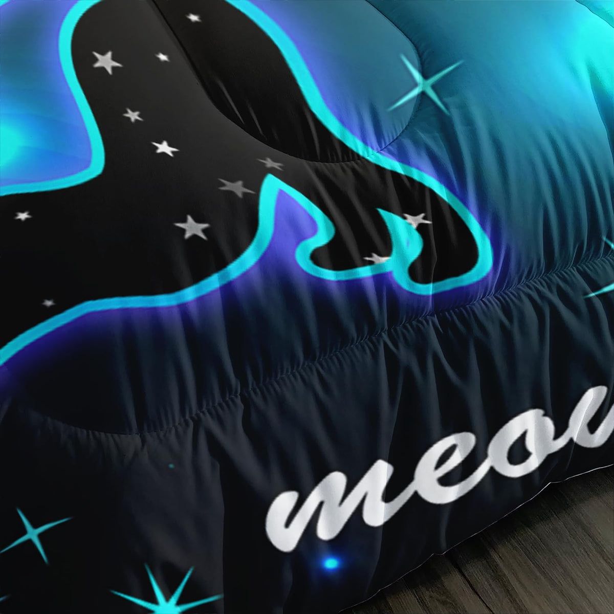 Kawaii Pet Cat Comforter 3Pcs Twin Gradient Line Cute Kitten Animal Bedding Set for Kids Teens