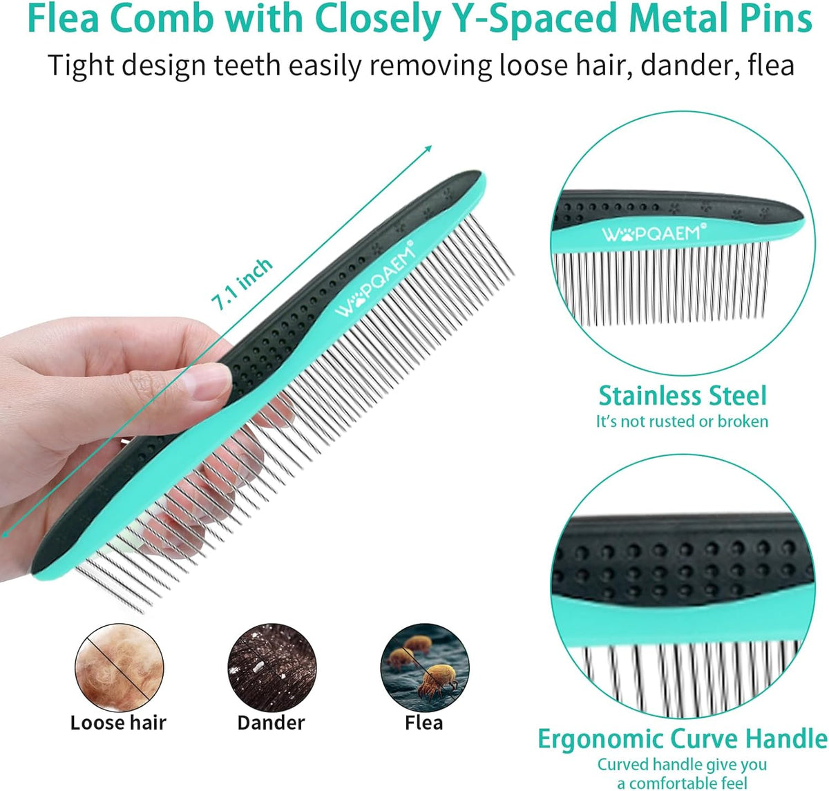 Dog Brush Kit for Grooming Short & Long Haired Dogs & Cats, 5 in 1 Pet Grooming Set for Small