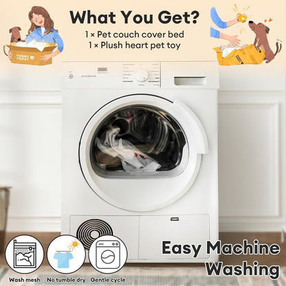 FUNNY FUZZY Pet Fluffy Plush Calming Dog Couch Bed Sofa Protector Washable Pets Mat for Large