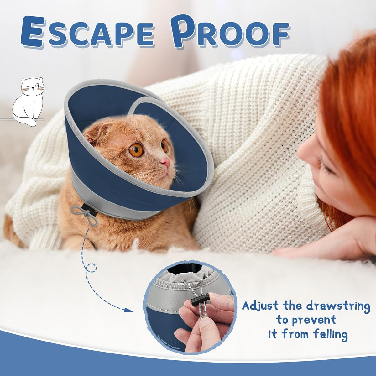 Cat Cone Collar Soft to Stop Licking, Adjustable, Foldable Lightweight Kitten Cones After Surgery